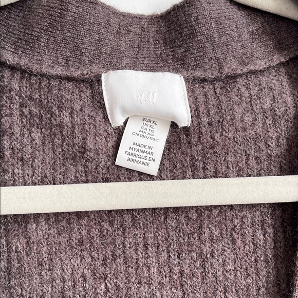 H&M NWOT Dark Brown Belted Knit Cardigan, Size XL - Picture 2 of 8